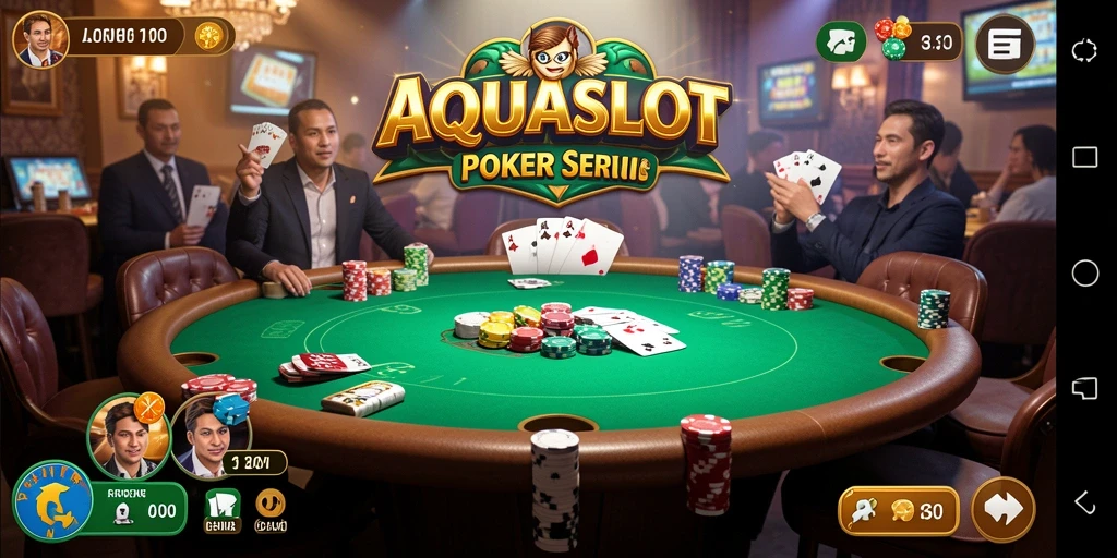 Tampilan gameplay AQUASLOT yang seru dan menarik para pemain poker.