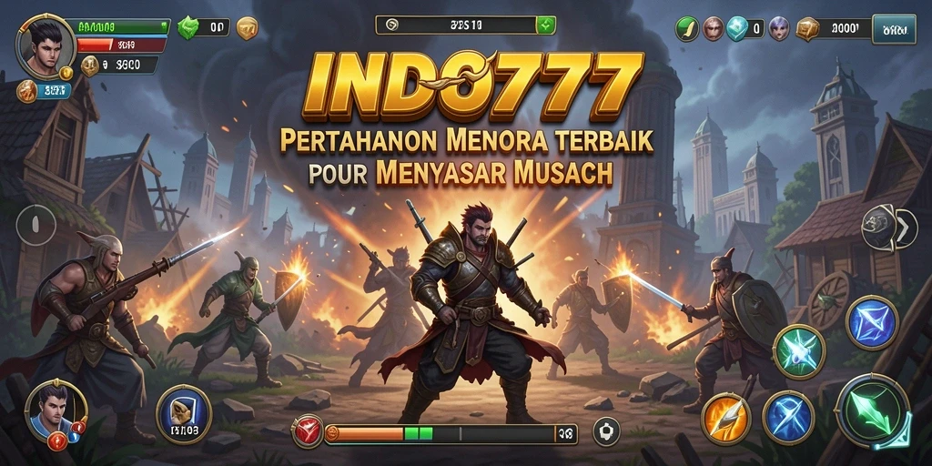 Tangkapan layar gameplay <strong>INDO777</strong> yang menunjukkan menara berdiri melawan serangan musuh.