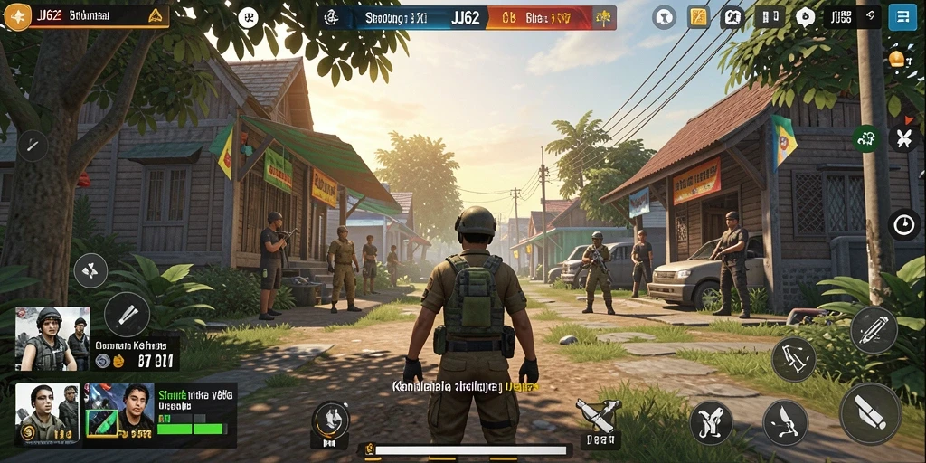 Screenshot utama JJ62 menunjukkan gameplay yang menarik dan beragam aktivitas.