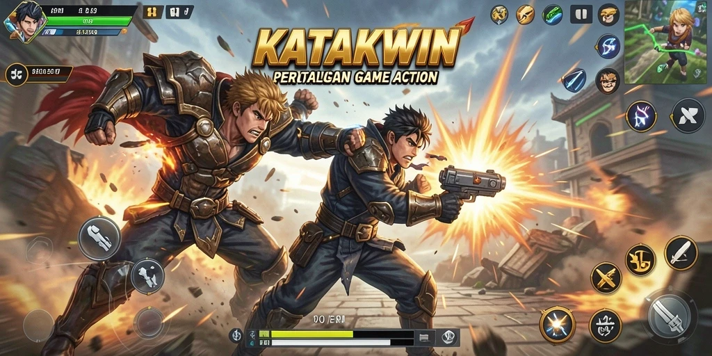 Tampilan menegangkan dari gameplay Action KATAKWIN.