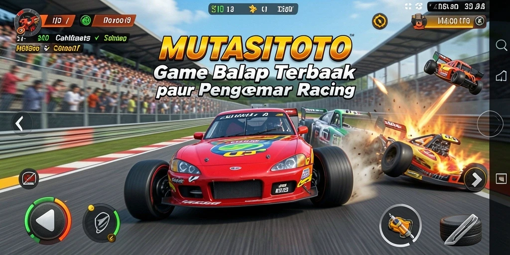 Screenshot gameplay yang menampilkan aksi balap seru di MUTASITOTO.