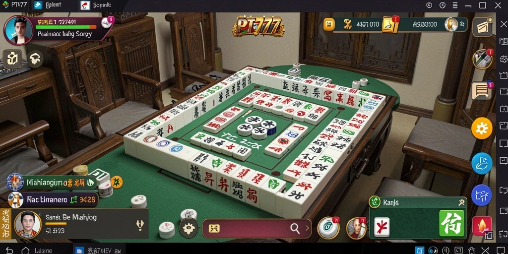 Screenshot menunjukkan pemain sedang menikmati permainan Mahjong di PT777.