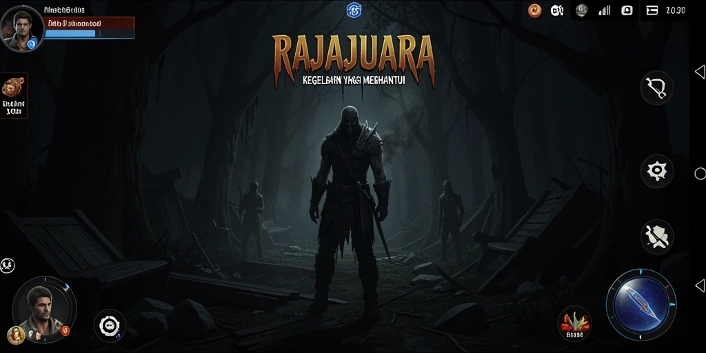 Screenshot gameplay RAJAJUARA menampilkan suasana mencekam yang menakutkan.