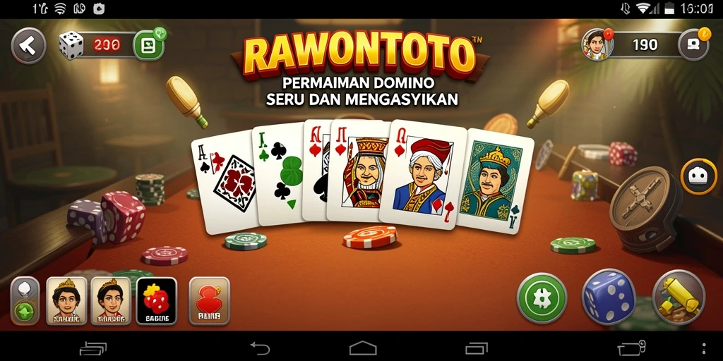 Gameplay RAWONTOTO yang seru dan penuh strategi dalam permainan domino.