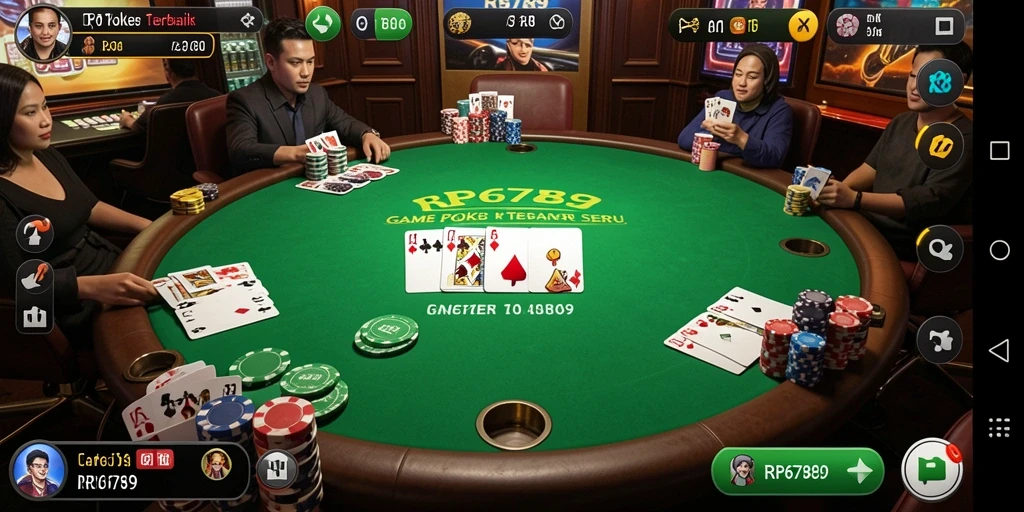 Screenshot gameplay RP6789 menunjukkan aksi Poker yang mendebarkan.