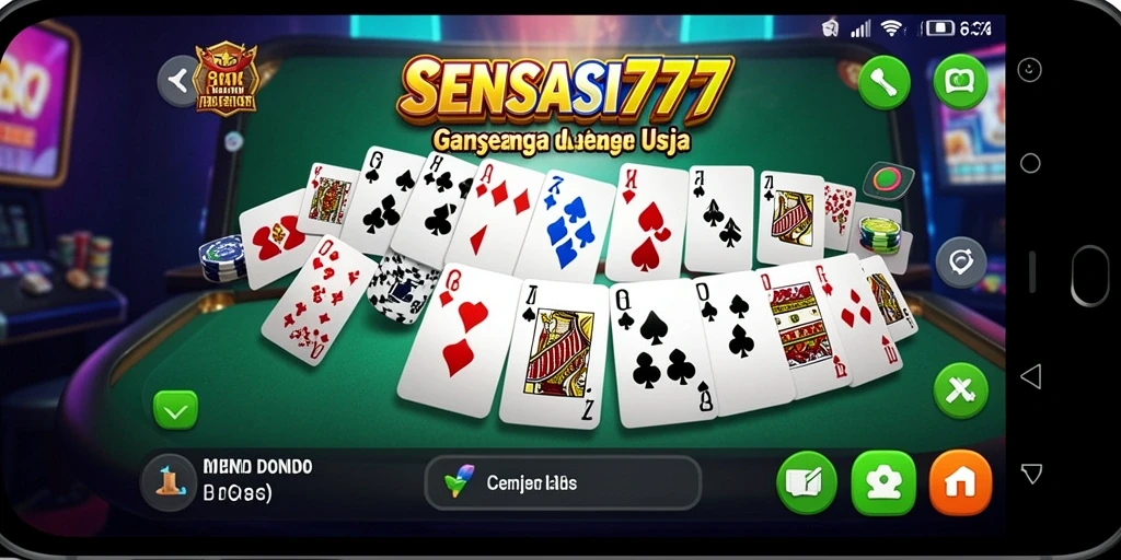 Tampilan gameplay SENSASI777 dengan aksi permainan Domino yang seru.