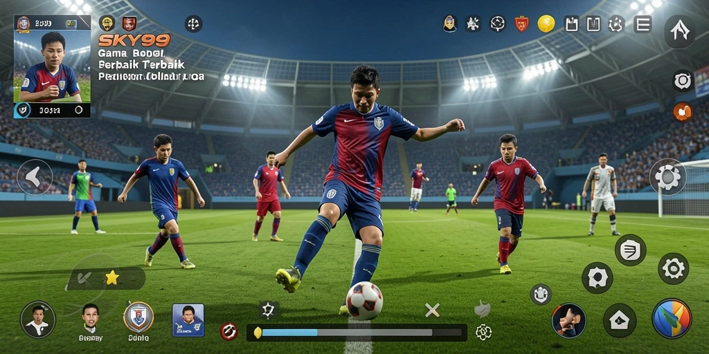 Tampilan gameplay <strong>SKY99</strong> yang mendebarkan dan menegangkan di lapangan sepak bola.